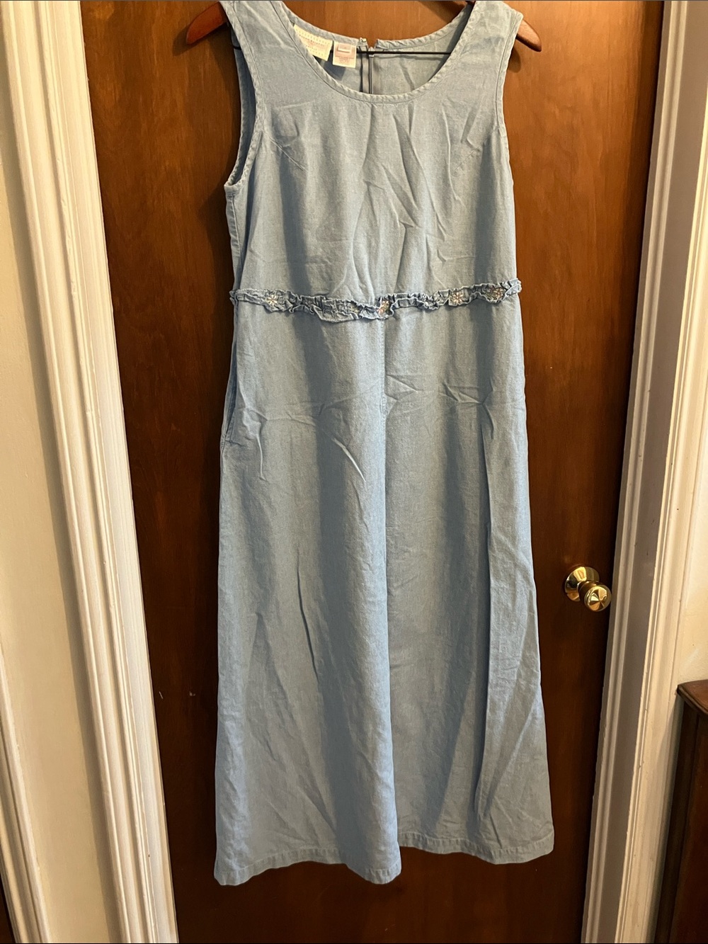 Susan Bristol Light Blue Casual sleeveless maxi dress 100 percent cotton